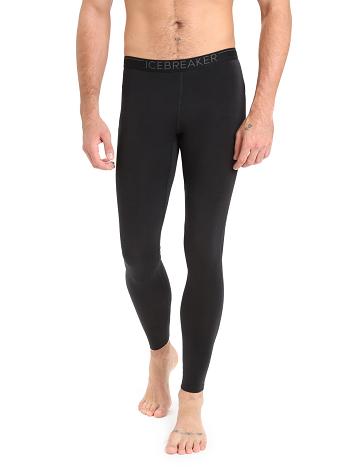 Black Men's Icebreaker BodyfitZone™ Merino 200 Zone Thermal Leggings Base Layers | USA 1373XYUF